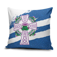 Scotland Celtic Cross Pillow Cover Thistle Flowers - Wonder Print Shop