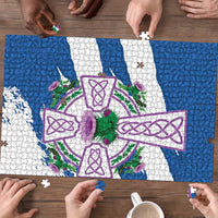 Scotland Celtic Cross Puzzle Thistle Flowers - Wonder Print Shop