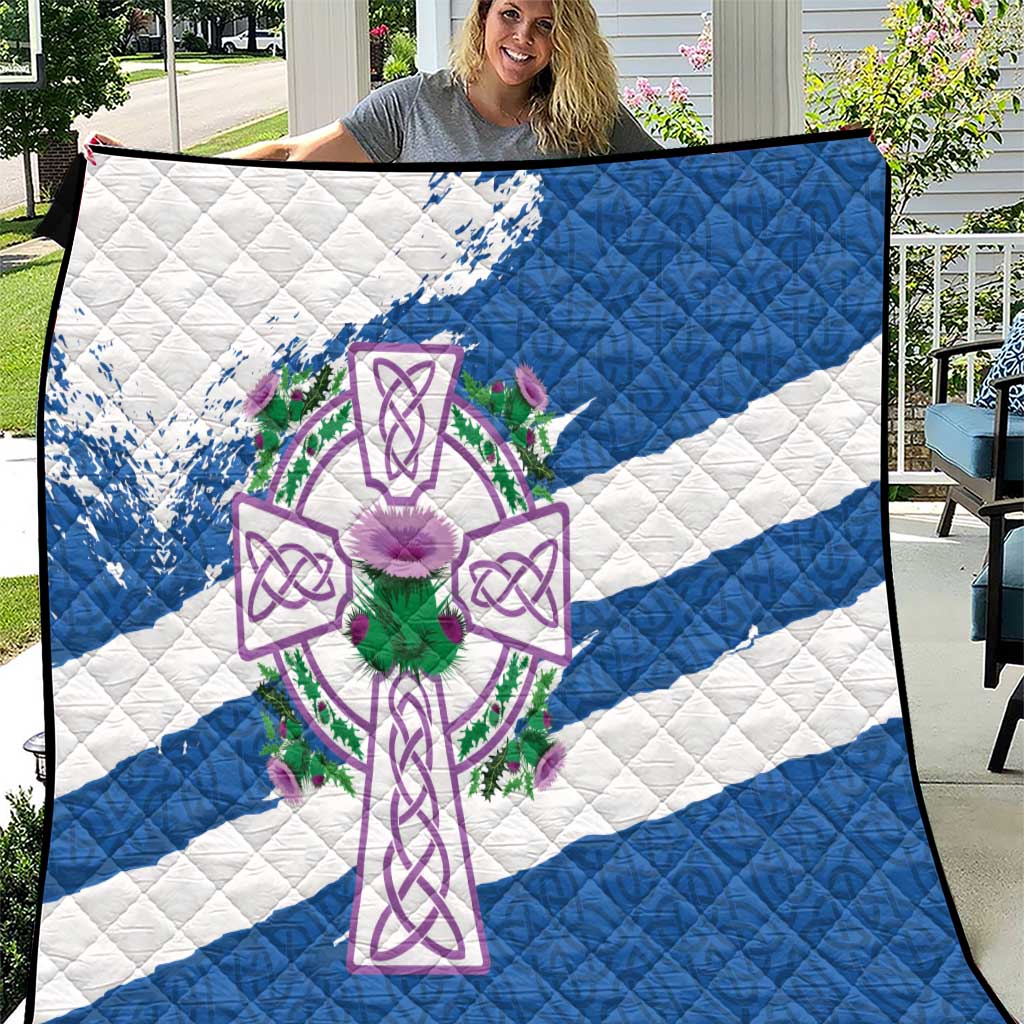 Scotland Celtic Cross Quilt Thistle Flowers - Wonder Print Shop