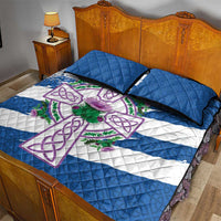 Scotland Celtic Cross Quilt Bed Set Thistle Flowers - Wonder Print Shop