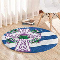 Scotland Celtic Cross Round Carpet Thistle Flowers - Wonder Print Shop