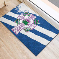 Scotland Celtic Cross Rubber Doormat Thistle Flowers - Wonder Print Shop