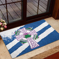 Scotland Celtic Cross Rubber Doormat Thistle Flowers - Wonder Print Shop