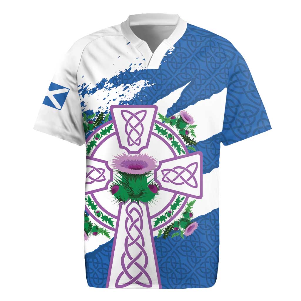 Scotland Celtic Cross Rugby Jersey Thistle Flowers - Wonder Print Shop