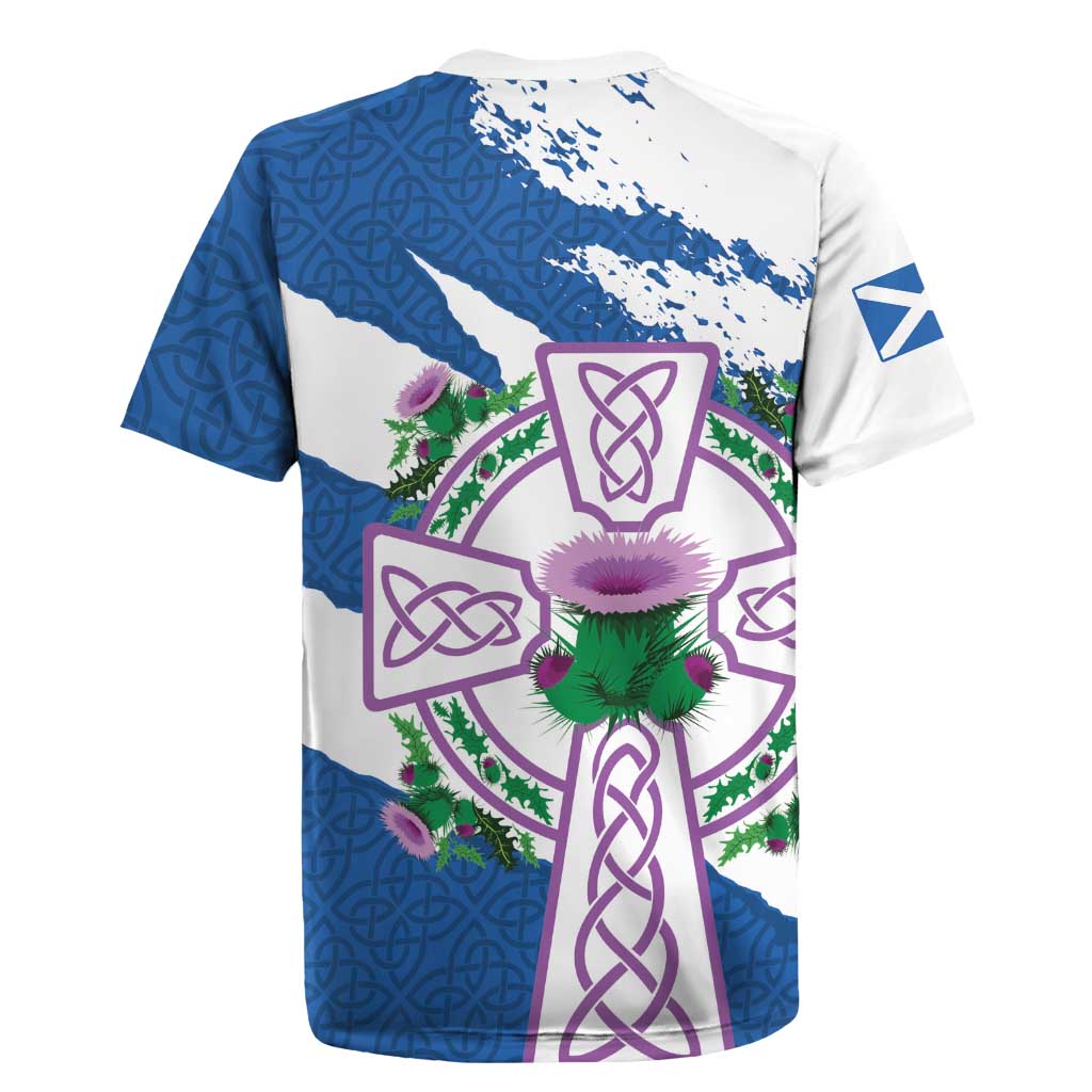 Scotland Celtic Cross Rugby Jersey Thistle Flowers - Wonder Print Shop