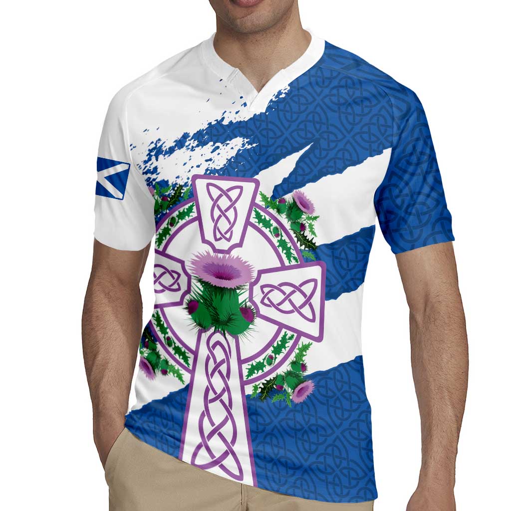 Scotland Celtic Cross Rugby Jersey Thistle Flowers - Wonder Print Shop
