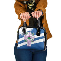 Scotland Celtic Cross Shoulder Handbag Thistle Flowers - Wonder Print Shop