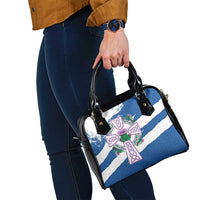 Scotland Celtic Cross Shoulder Handbag Thistle Flowers - Wonder Print Shop
