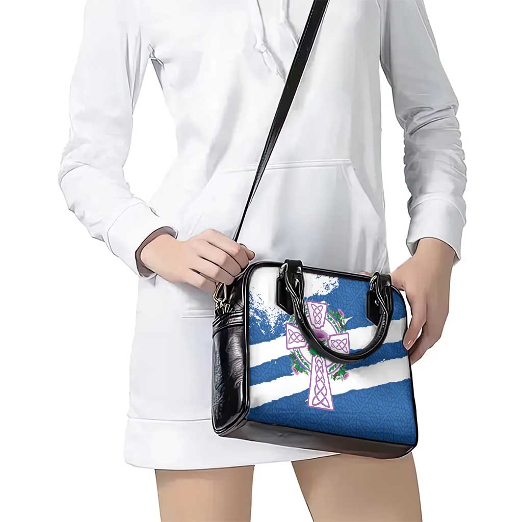 Scotland Celtic Cross Shoulder Handbag Thistle Flowers - Wonder Print Shop