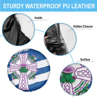 Scotland Celtic Cross Spare Tire Cover Thistle Flowers - Wonder Print Shop