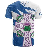 Scotland Celtic Cross T Shirt Thistle Flowers - Wonder Print Shop