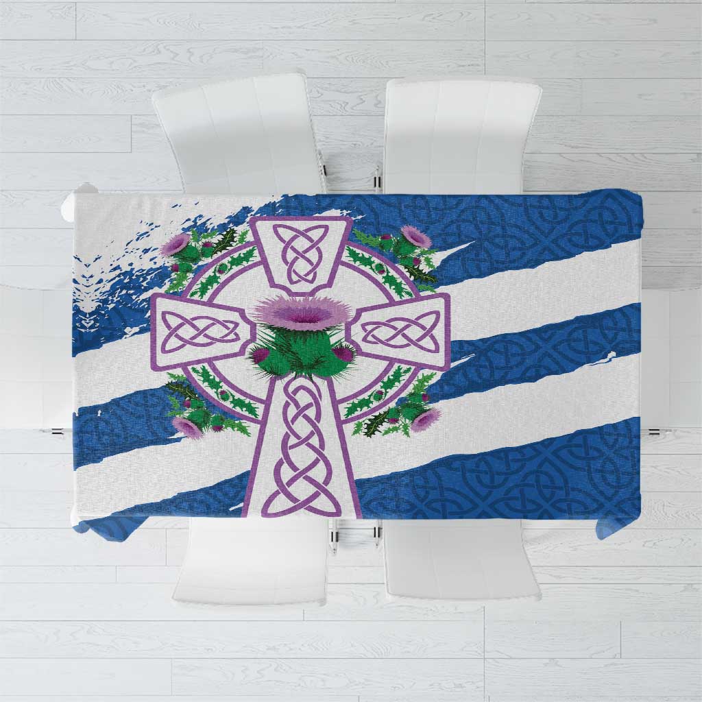 Scotland Celtic Cross Tablecloth Thistle Flowers - Wonder Print Shop