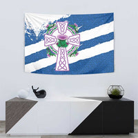 Scotland Celtic Cross Tapestry Thistle Flowers - Wonder Print Shop