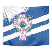 Scotland Celtic Cross Tapestry Thistle Flowers - Wonder Print Shop