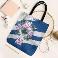 Scotland Celtic Cross Tote Bag Thistle Flowers - Wonder Print Shop