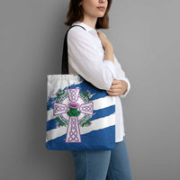 Scotland Celtic Cross Tote Bag Thistle Flowers - Wonder Print Shop