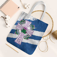 Scotland Celtic Cross Tote Bag Thistle Flowers - Wonder Print Shop