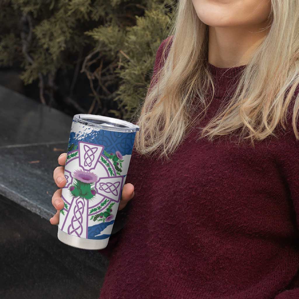 Scotland Celtic Cross Tumbler Cup Thistle Flowers - Wonder Print Shop