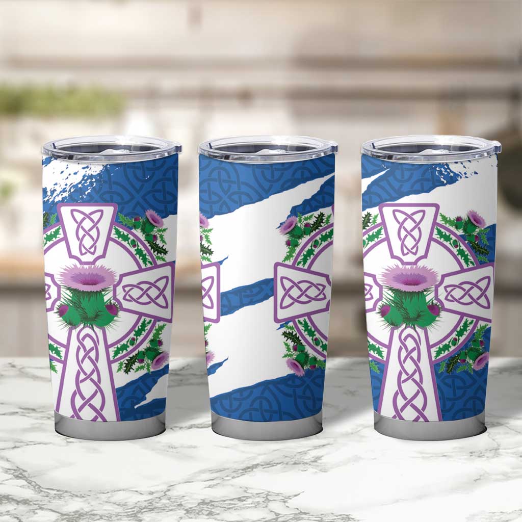 Scotland Celtic Cross Tumbler Cup Thistle Flowers - Wonder Print Shop
