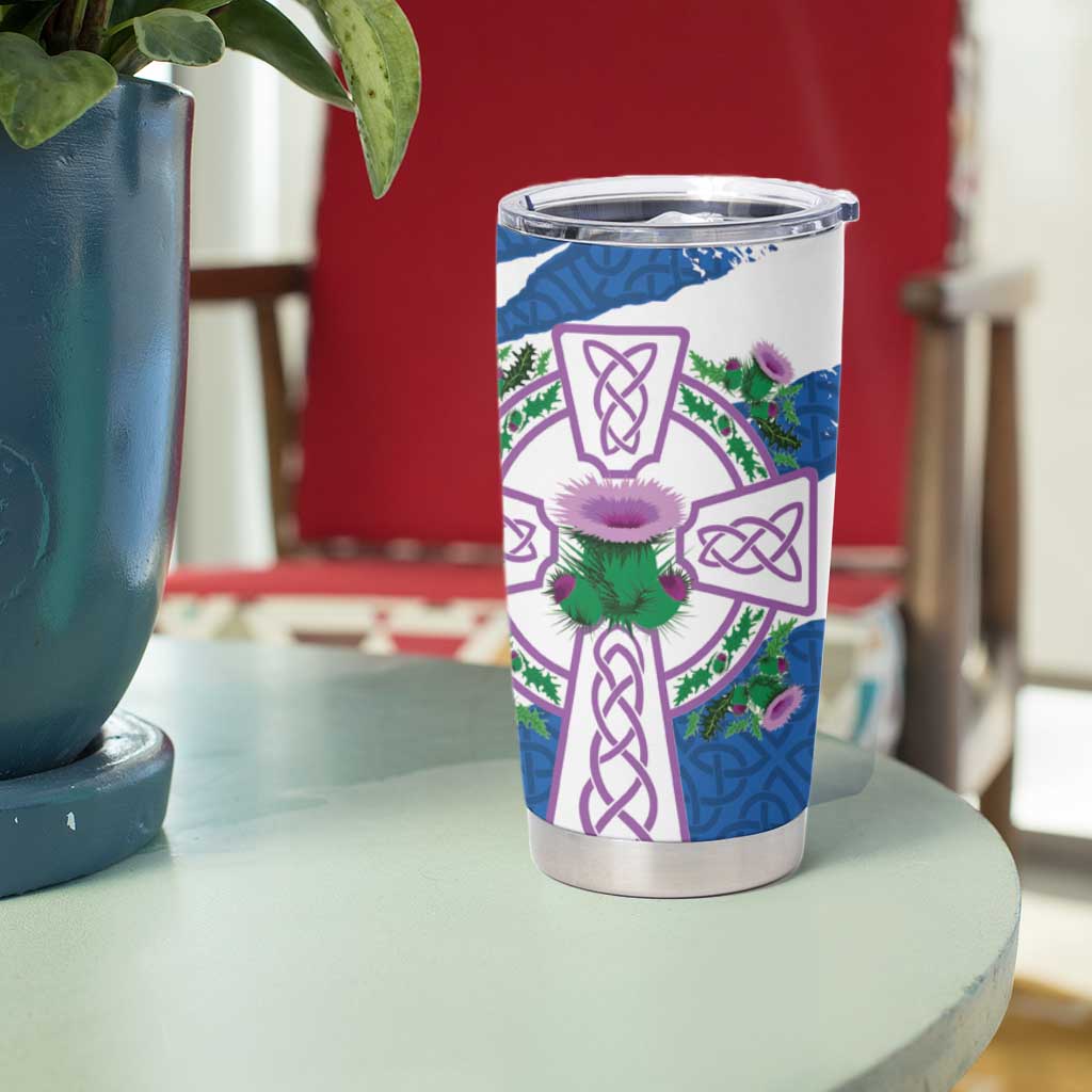 Scotland Celtic Cross Tumbler Cup Thistle Flowers - Wonder Print Shop