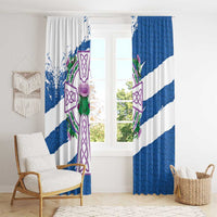 Scotland Celtic Cross Window Curtain Thistle Flowers - Wonder Print Shop