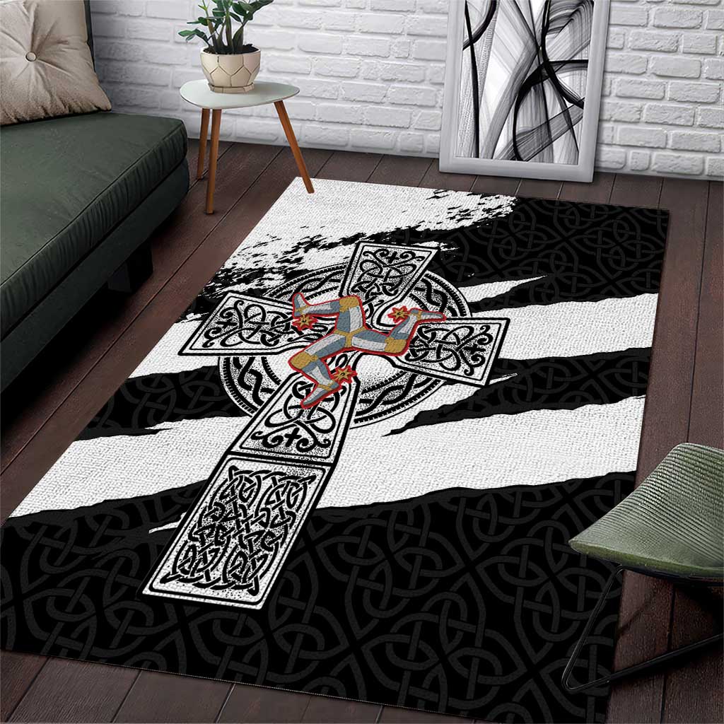 Isle of Man Celtic Cross Area Rug Triskelion Emblem - Wonder Print Shop