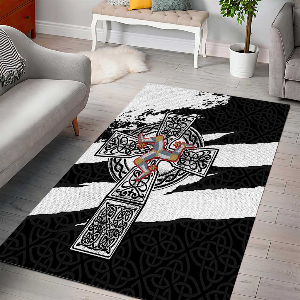 Isle of Man Celtic Cross Area Rug Triskelion Emblem - Wonder Print Shop
