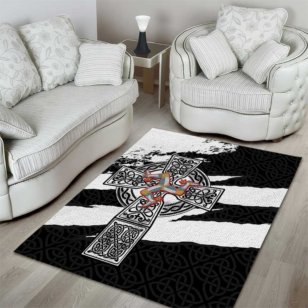 Isle of Man Celtic Cross Area Rug Triskelion Emblem - Wonder Print Shop