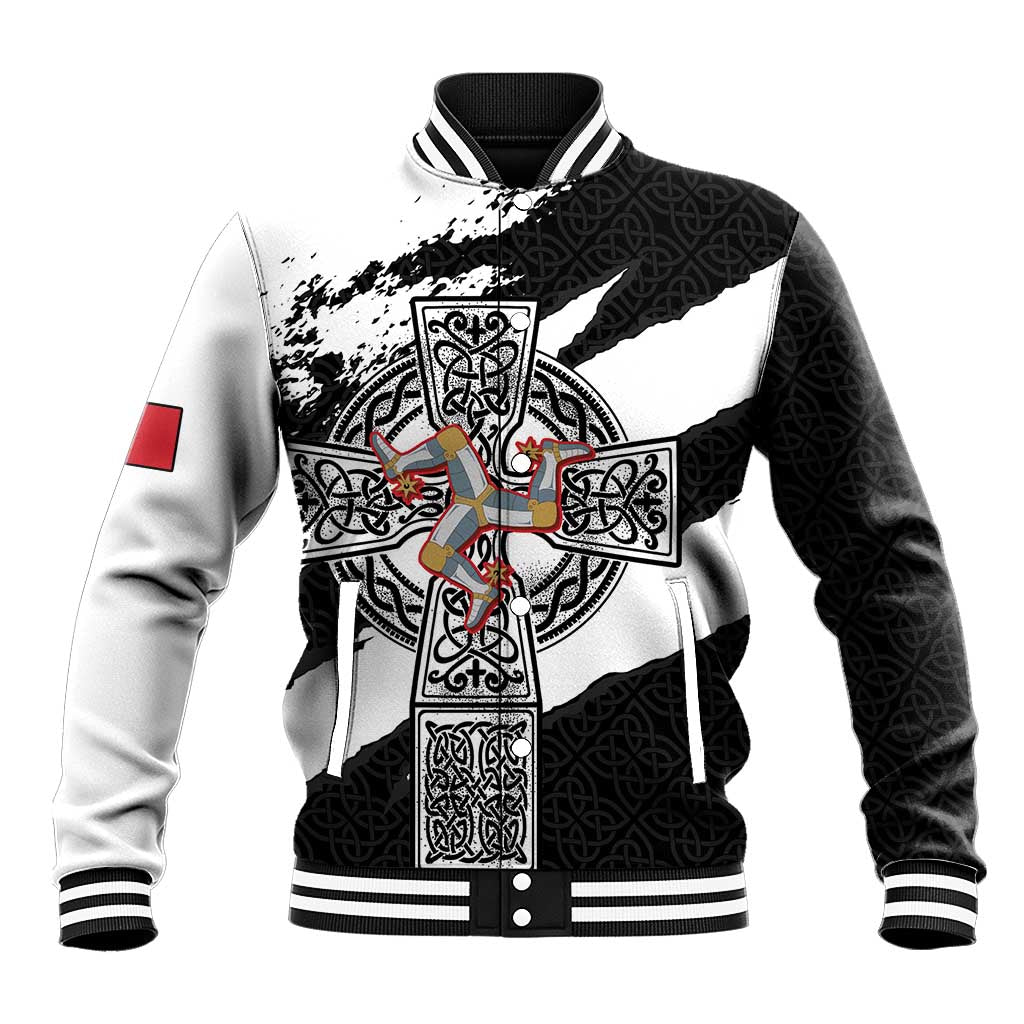 Isle of Man Celtic Cross Baseball Jacket Triskelion Emblem - Wonder Print Shop