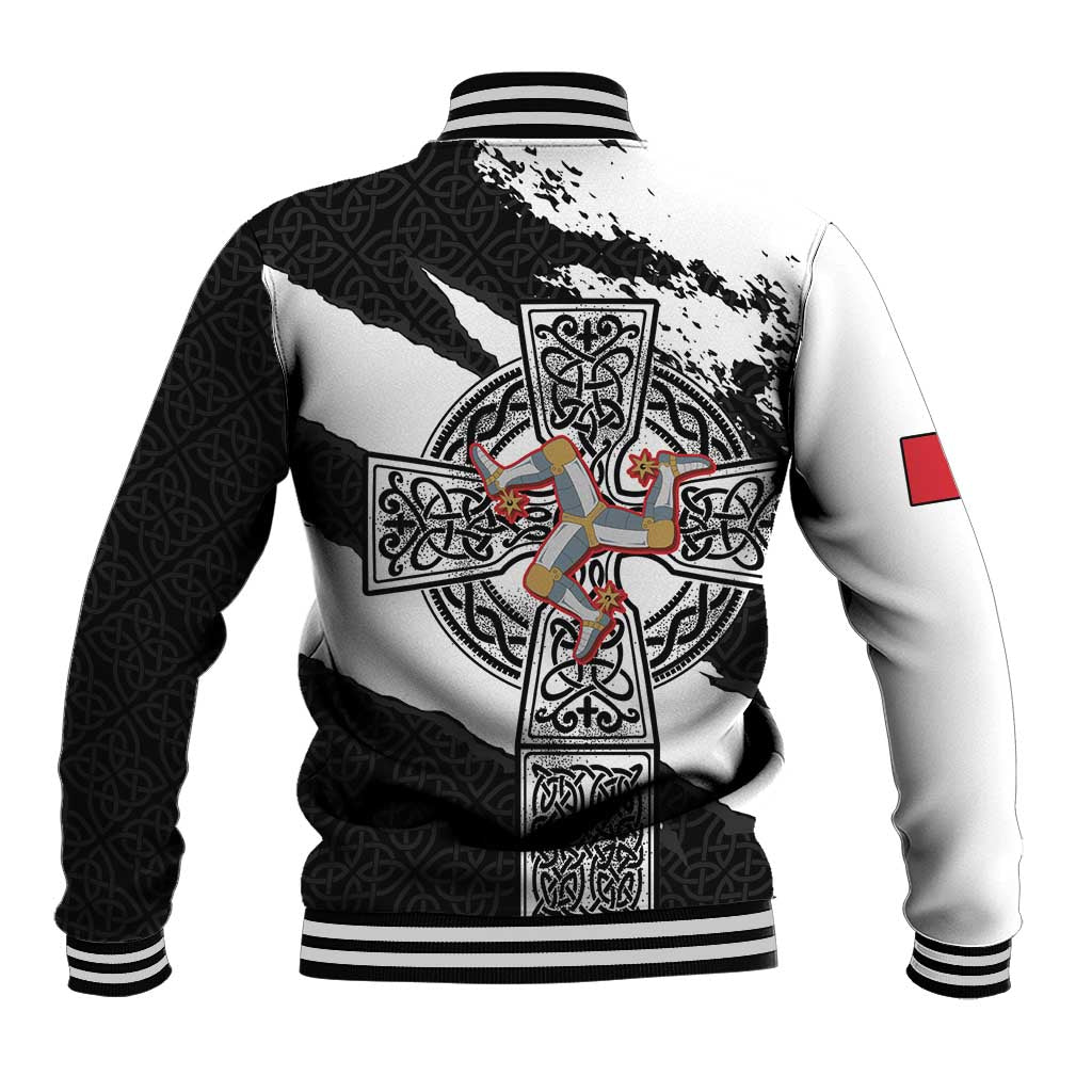 Isle of Man Celtic Cross Baseball Jacket Triskelion Emblem - Wonder Print Shop