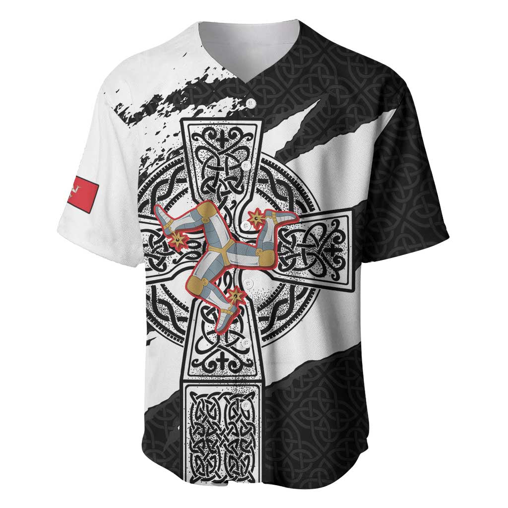Isle of Man Celtic Cross Baseball Jersey Triskelion Emblem - Wonder Print Shop