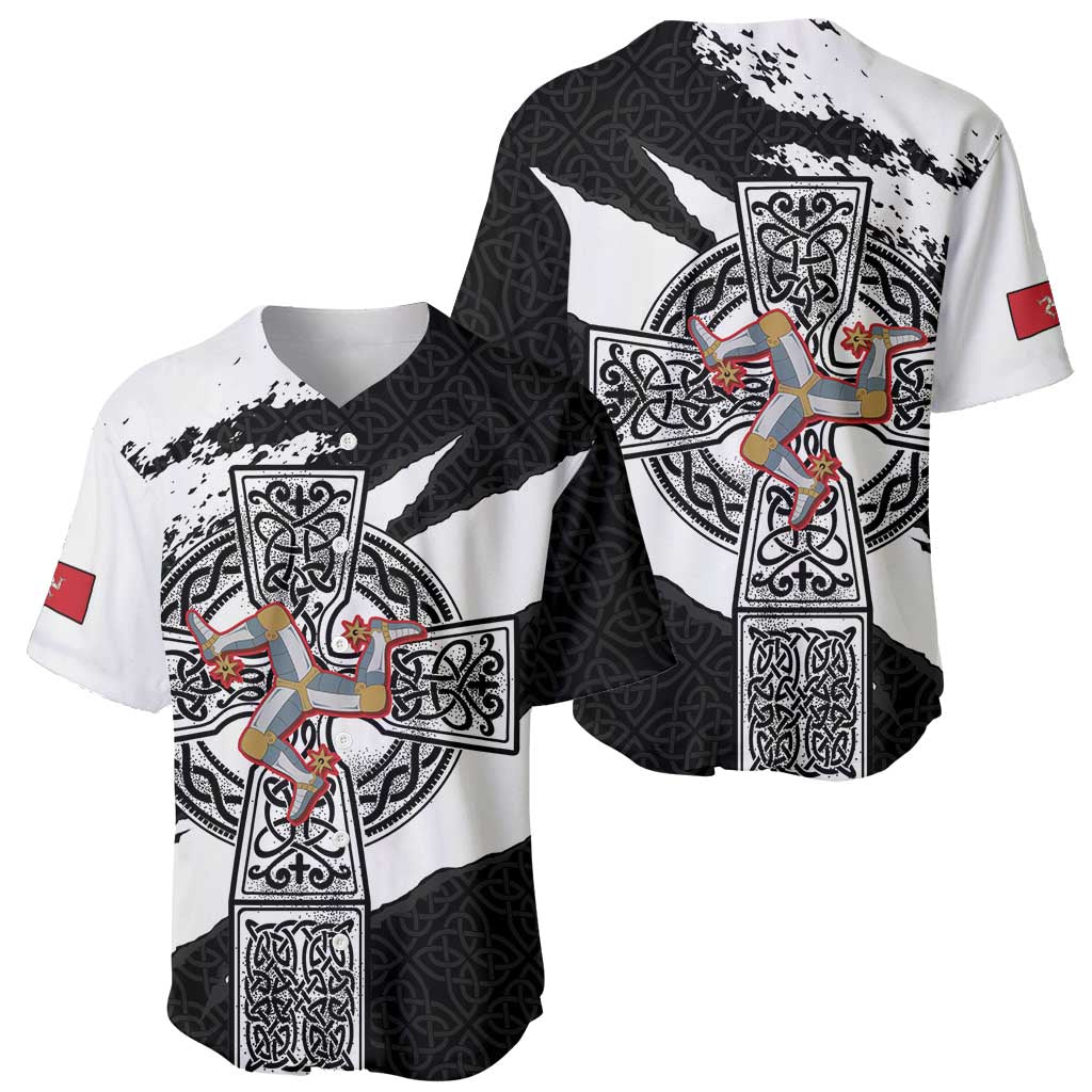 Isle of Man Celtic Cross Baseball Jersey Triskelion Emblem - Wonder Print Shop