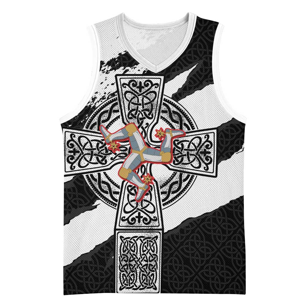 Isle of Man Celtic Cross Basketball Jersey Triskelion Emblem - Wonder Print Shop