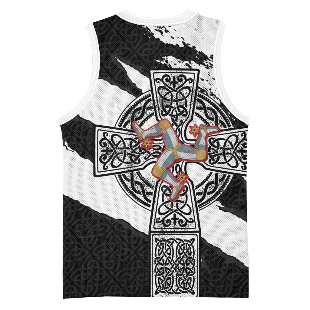 Isle of Man Celtic Cross Basketball Jersey Triskelion Emblem - Wonder Print Shop