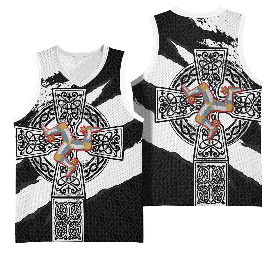 Isle of Man Celtic Cross Basketball Jersey Triskelion Emblem - Wonder Print Shop