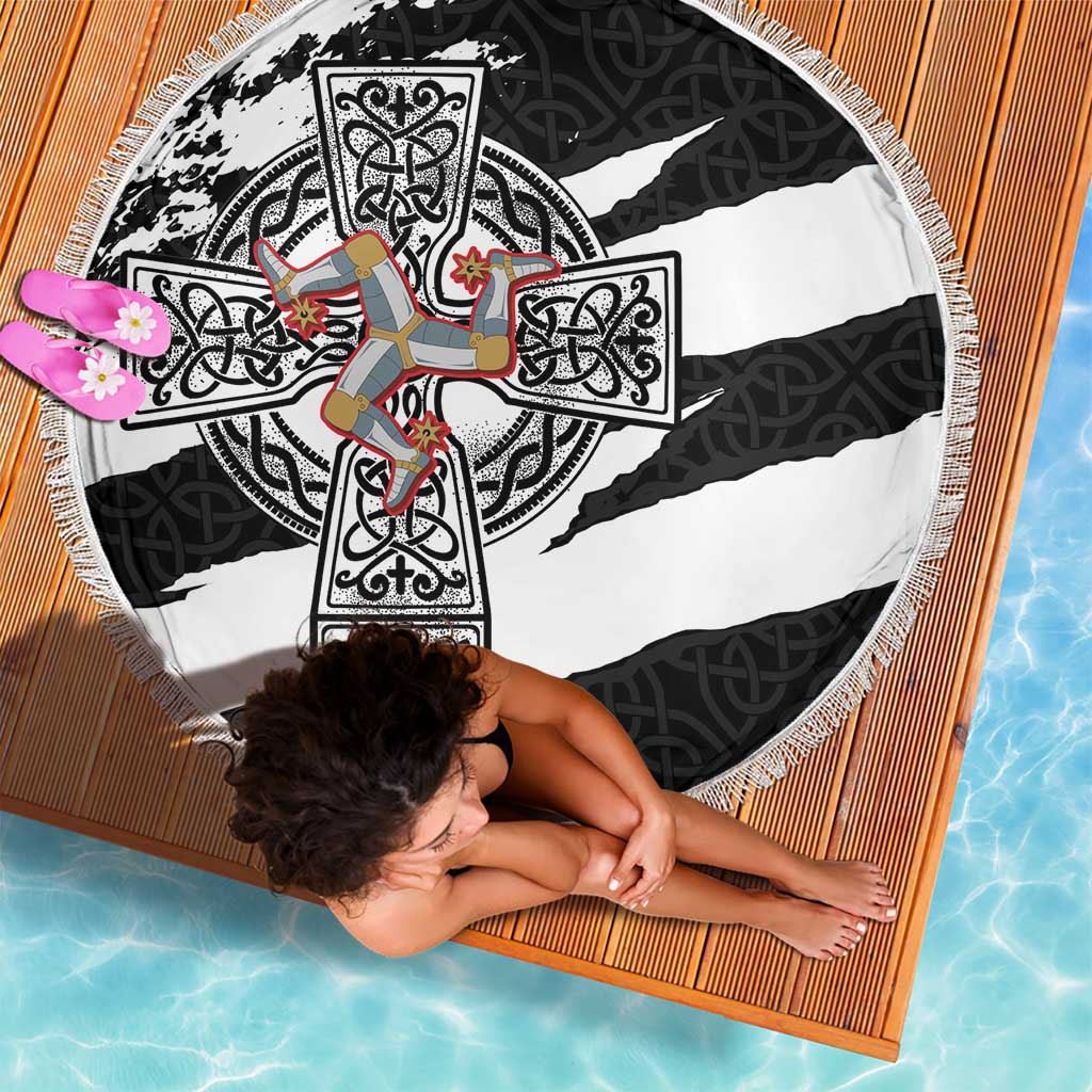 Isle of Man Celtic Cross Beach Blanket Triskelion Emblem - Wonder Print Shop