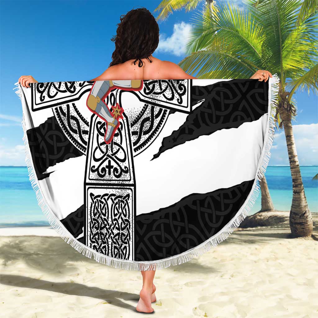 Isle of Man Celtic Cross Beach Blanket Triskelion Emblem - Wonder Print Shop