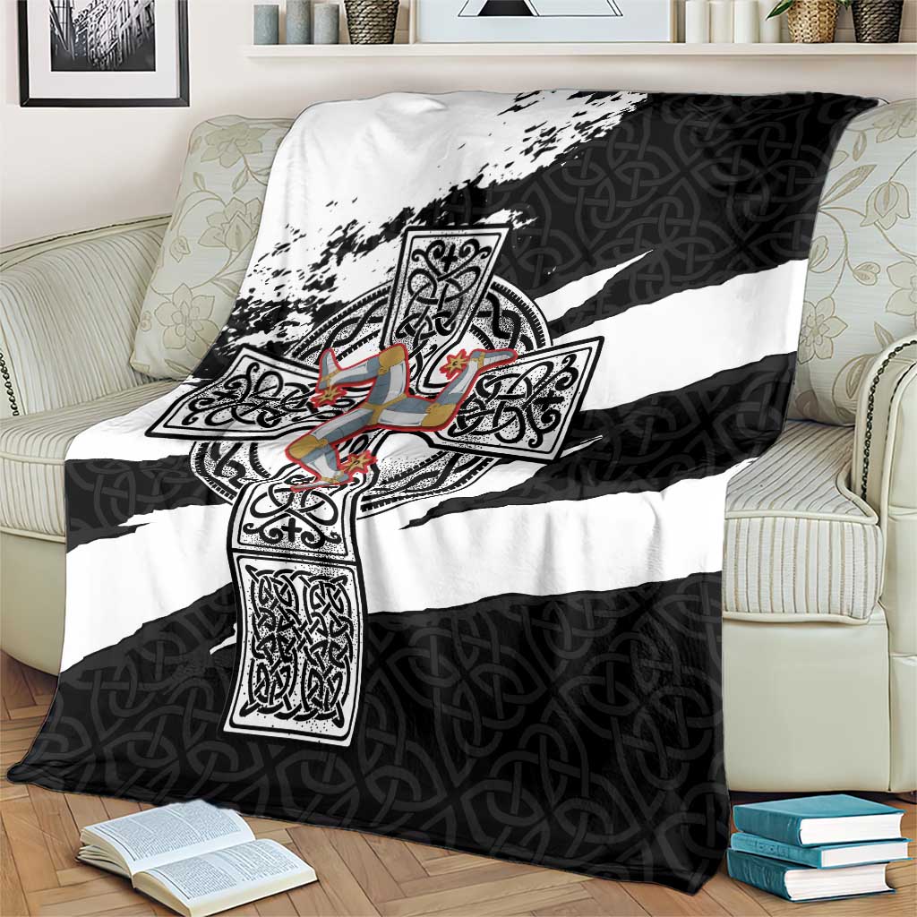Isle of Man Celtic Cross Blanket Triskelion Emblem - Wonder Print Shop