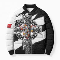 Isle of Man Celtic Cross Bomber Puffer Jacket Triskelion Emblem - Wonder Print Shop