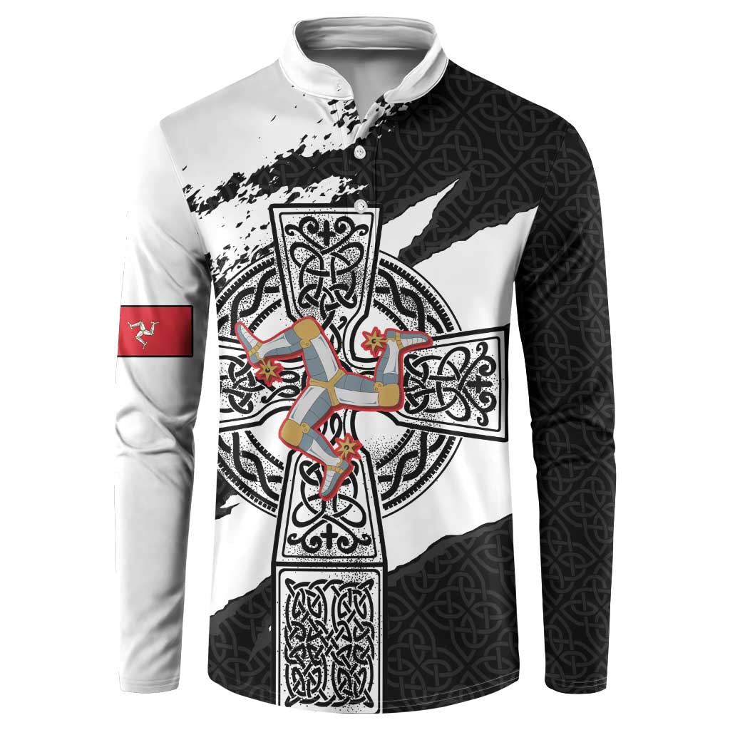 Isle of Man Celtic Cross Button Sweatshirt Triskelion Emblem - Wonder Print Shop