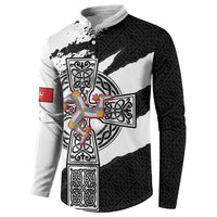 Isle of Man Celtic Cross Button Sweatshirt Triskelion Emblem - Wonder Print Shop