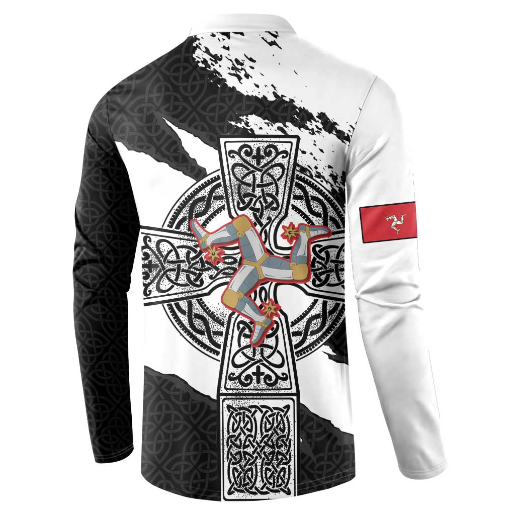 Isle of Man Celtic Cross Button Sweatshirt Triskelion Emblem - Wonder Print Shop