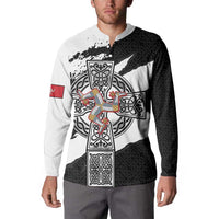 Isle of Man Celtic Cross Button Sweatshirt Triskelion Emblem - Wonder Print Shop