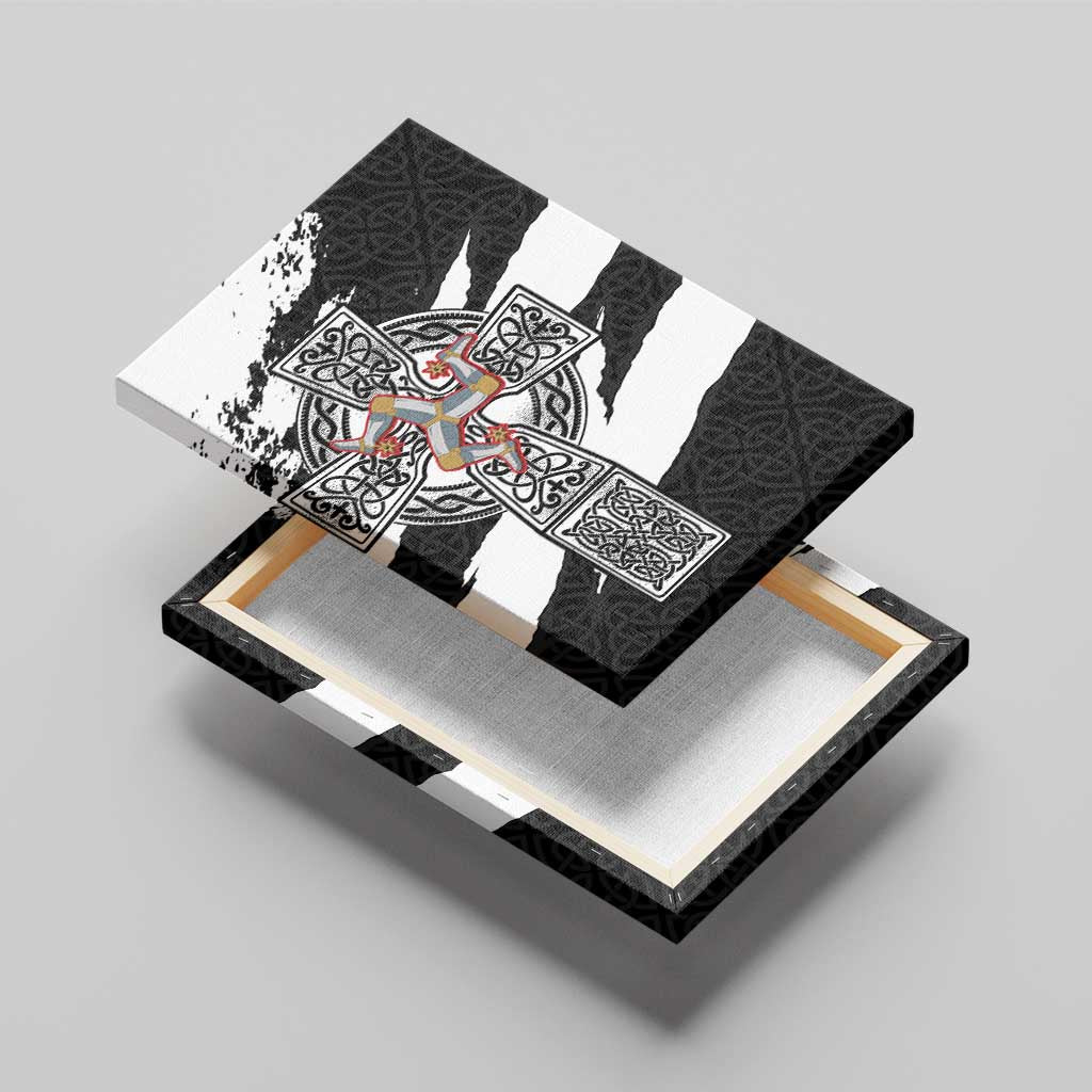 Isle of Man Celtic Cross Canvas Wall Art Triskelion Emblem - Wonder Print Shop