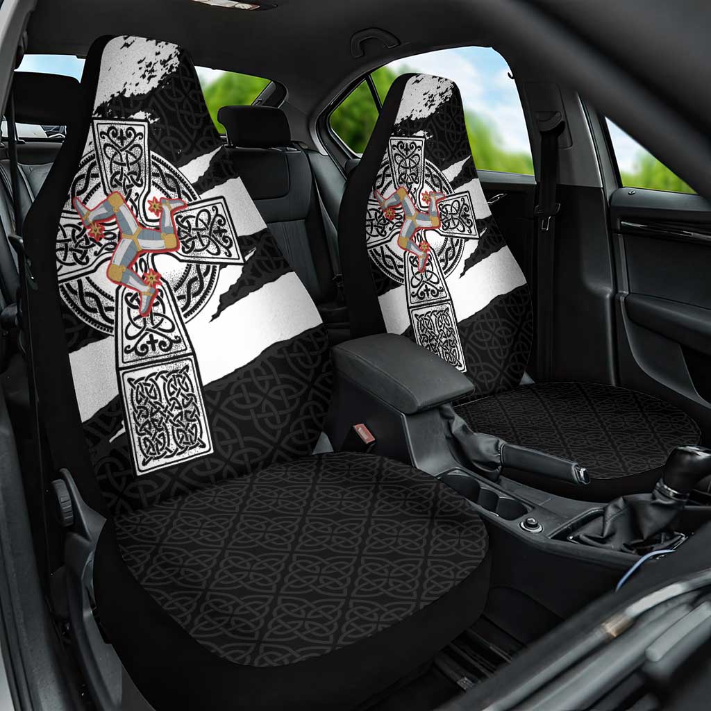 Isle of Man Celtic Cross Car Seat Cover Triskelion Emblem - Wonder Print Shop