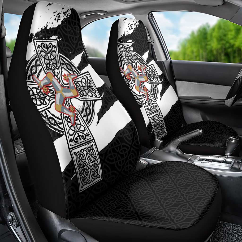 Isle of Man Celtic Cross Car Seat Cover Triskelion Emblem - Wonder Print Shop
