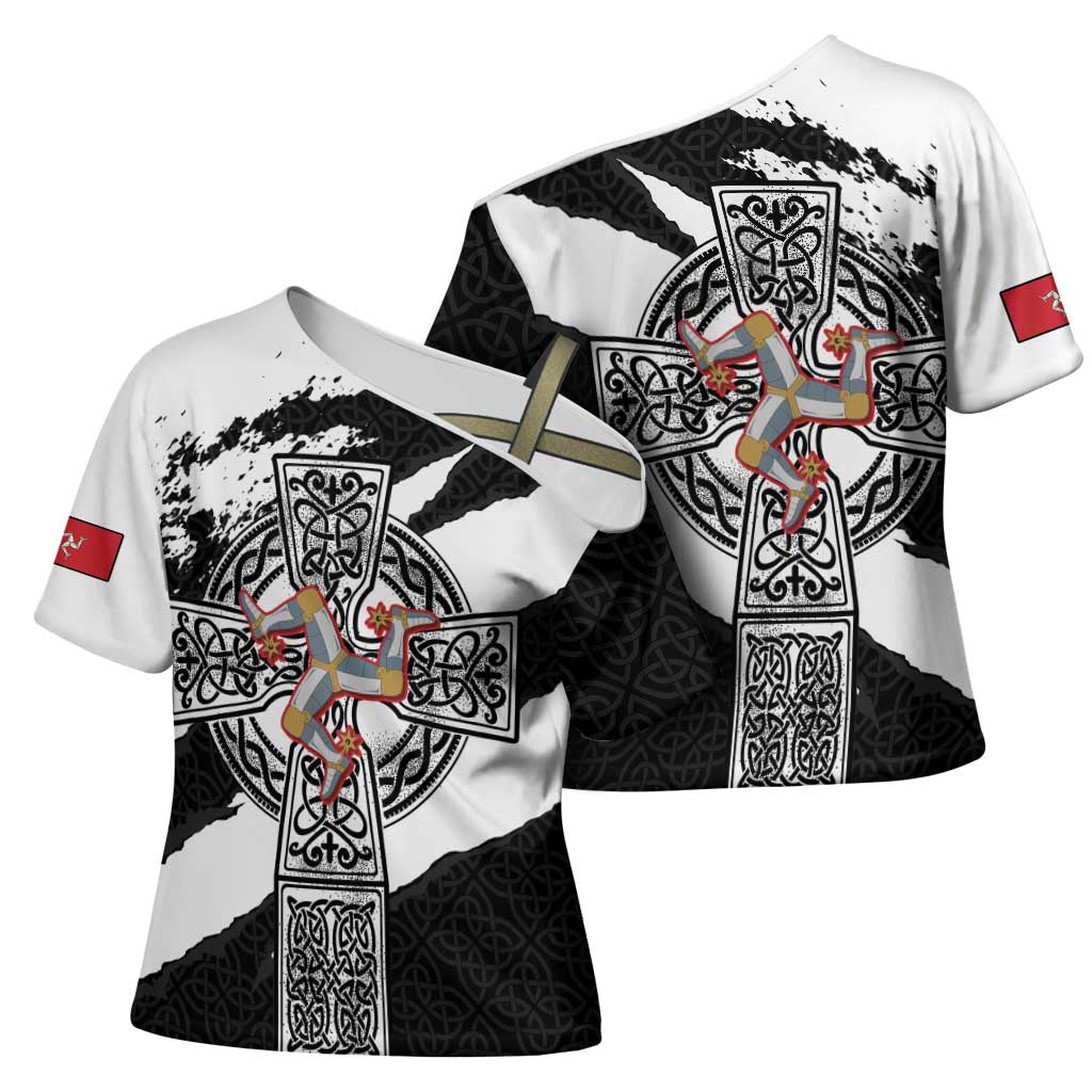 Isle of Man Celtic Cross Cross Shoulder Shirt Triskelion Emblem - Wonder Print Shop