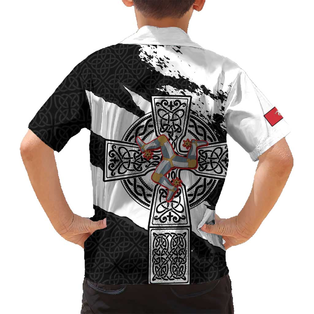 Isle of Man Celtic Cross Family Matching Long Sleeve Bodycon Dress and Hawaiian Shirt Triskelion Emblem - Wonder Print Shop