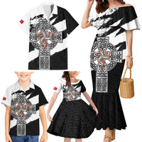 Isle of Man Celtic Cross Family Matching Mermaid Dress and Hawaiian Shirt Triskelion Emblem - Wonder Print Shop