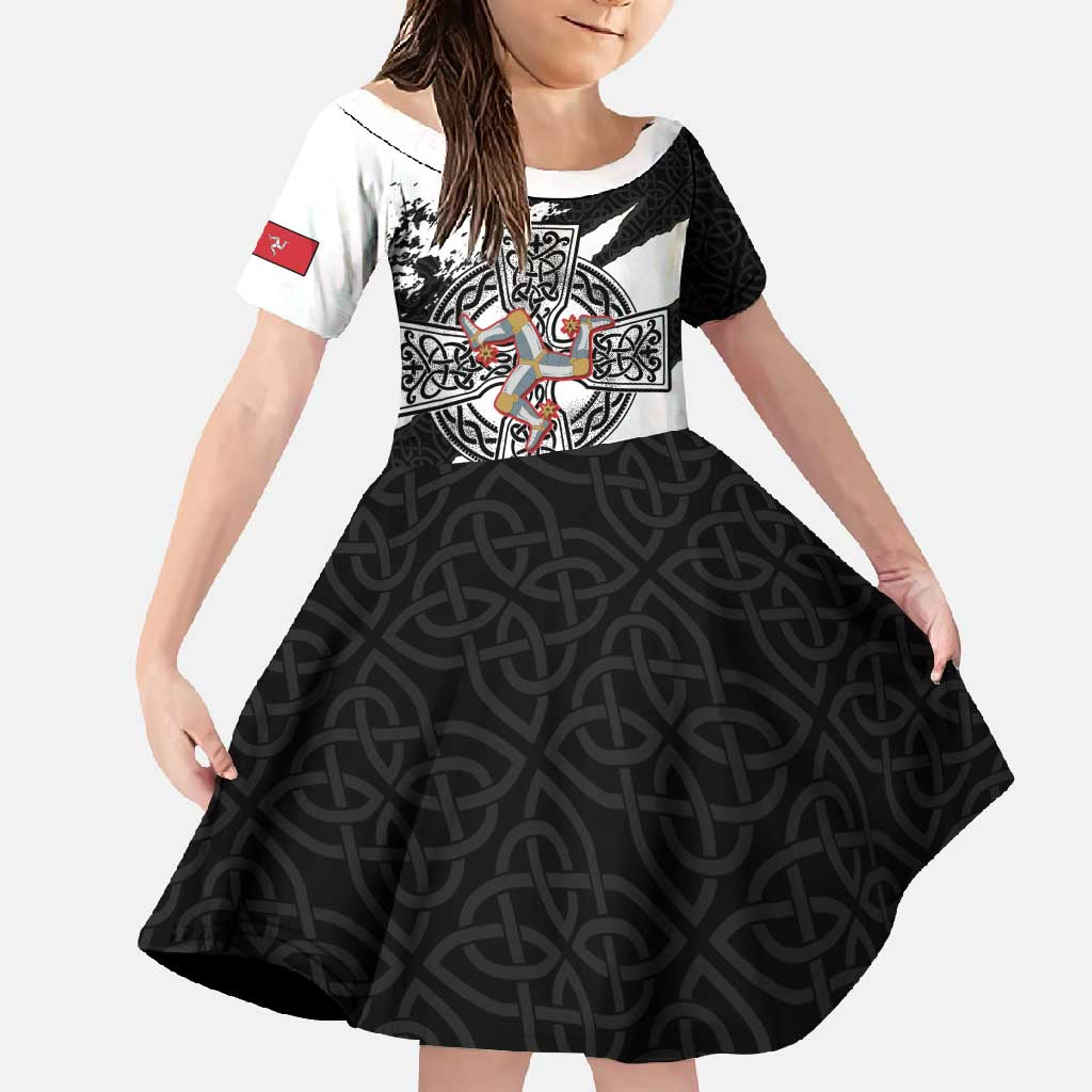 Isle of Man Celtic Cross Family Matching Off Shoulder Maxi Dress and Hawaiian Shirt Triskelion Emblem - Wonder Print Shop